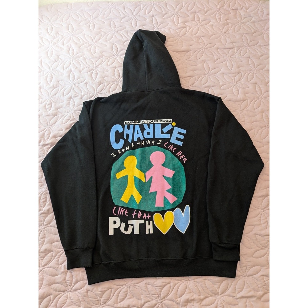 Unisex Official Charlie Puth Hoodie Summer Tour‎ 2023 Black Size Large